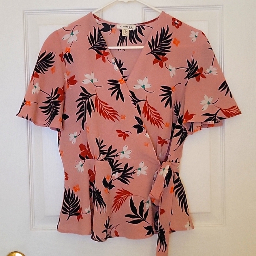 Monteau floral wrap blouse